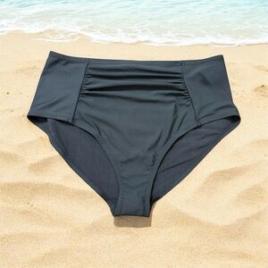 Ruched Bikini Bottom High-Waisted Black Large 12-14 and XL 16-18 available NWT